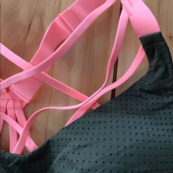 Victoria’s Sport olive/coral strappy sports bra - Picture 2 of 6